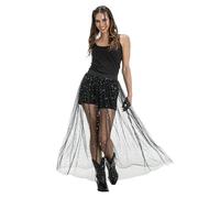 Chaks – Jupe Festival femme longue en tulle pailleté transparente – Noir