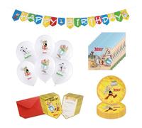 Chaks - Kit de fête Astérix enfants, accessoires pour anniversaire | Kit de décoration officiel Astérix pour fête, comprenant des assiettes, des serviettes, des ballons et une guirlande