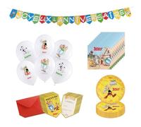 Chaks - Kit de fête d'anniversaire Astérix pour enfants, kit de décoration officiel Astérix et Obélix comprenant des assiettes, des serviettes et des accessoires de fête