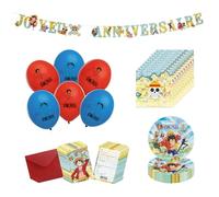 Chaks - Kit de fête d'anniversaire pour enfants One Piece, kit de décoration officiel One Piece avec assiettes, serviettes et accessoires de fête