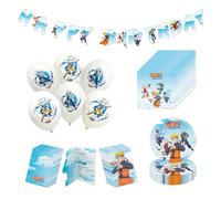 Chaks - Kit de fête Naruto enfants, accessoires pour anniversaire | Kit de décoration officiel Naruto pour fête, comprenant des assiettes, des serviettes, des ballons et une guirlande