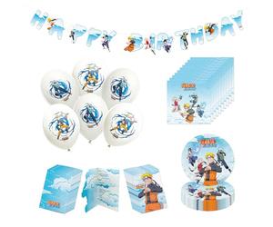 Chaks - Kit de fête Naruto enfants, accessoires pour anniversaire | Kit de décoration officiel Naruto pour fête, comprenant des assiettes, des serviettes, des ballons et une guirlande