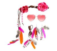 Chaks - Lot d'accessoires hippies 4 pièces, accessoires Flower Power