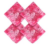 Chaks - Lot de 4 bandanas roses, foulards, bandeaux pour cheveux, 54 x 54 cm avec motif cachemire pour les festivals et le quotidien