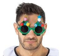 Chaks - Lunettes Terrifier Sapin de Noël pour adultes, accessoire de déguisement amusant avec monture verte & verres foncés, Vert