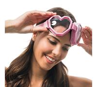 PAIRE DE LUNETTES FESTIVES SKI COEUR ROSE ADULTE