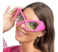 Chaks - Lunettes de fête XL roses, lunettes de déguisement géométriques | Accessoire de costume pour festivals, carnaval et soirées à thème, modèle surdimensionné à la forme originale