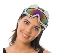 Chaks - Lunettes de ski avec oreilles de chat, lunettes strass scintillantes pour femmes, accessoires pour carnaval, après-ski, festival
