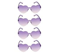 Chaks - Lunettes de soleil en forme de cœur, 4 pièces, rétro pour les fêtes avec dégradé de couleurs, hippies pour les festivals et les soirées à thème