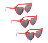 Chaks - Lunettes en forme de cœur pour femmes, lot de 3, lunettes de fête pour femmes, accessoire pour festival, enterrement de vie de jeune fille, mariage et fête