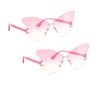 Chaks - Lunettes papillon, lot de 2, lunettes de fête pour femmes avec verres colorés, accessoire de déguisement pour fêtes et festivals