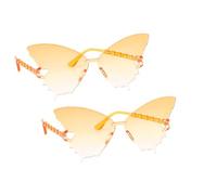 Chaks - Lunettes papillon, lot de 2, lunettes de fête pour femmes avec verres colorés, accessoire de déguisement pour fêtes et festivals