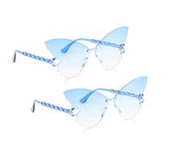 Chaks - Lunettes papillon, lot de 2, lunettes de fête pour femmes avec verres colorés, accessoire de déguisement pour fêtes et festivals