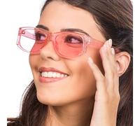 Chaks - Lunettes rose transparent, femmes, rectangulaires vintage, années 90, festival, accessoires, carnaval