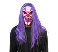 Chaks - Masque de clown psychopathe avec cheveux, masque d'horreur en latex avec cheveux artificiels, accessoires de costume pour Halloween et carnaval