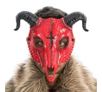 Chaks - Masque de diable avec cornes, demi-masque avec symbole en forme de croix, accessoires de costume pour Halloween, carnaval et soirée horreur