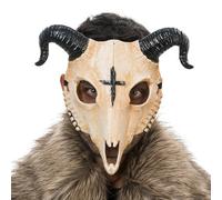 Chaks - Masque de diable avec cornes, demi-masque avec symbole en forme de croix, accessoires de costume pour Halloween, carnaval et soirée horreur