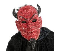 Chaks - Masque de diable rouge et noir, motif strass, démon, bête, accessoires de costume pour Halloween et carnaval