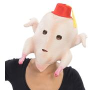 Chaks - Masque de dinde en latex avec chapeau rouge, accessoire de costume pour carnaval, soirée à thème, Thanksgiving et événements américains