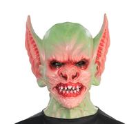 Chaks - Masque de gobelin en mousse, masque intégral vert avec détails rouges, accessoires de costume pour Halloween et carnaval