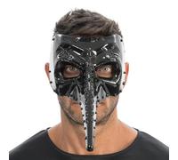 Chaks - Masque de médecin de la peste en noir, masque à bec, Moyen Âge, accessoires de costume d'horreur pour Halloween et carnaval