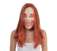 Chaks - Masque effrayant avec cheveux rouges, masque en latex avec perruque à cheveux longs, accessoires de costume pour Halloween et carnaval