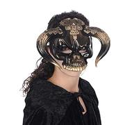 Chaks - Masque Tete DE Mort Minotaure Noir DORÉ - Accessoire de déguisement - Cosplay pour Halloween - Thême(s) : Squelette