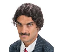 Chaks - Mercredi perruque Gomez Addams, perruque courte avec des vagues, en noir, cheveux artificiels, Accessoires pour Costumes