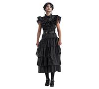 Chaks - Mercredi Robe de bal, costume pour adultes, robe et ceinture en noir, tenue pour Halloween et Carnaval