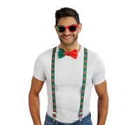Chaks - Kit supporter, bretelles, nœud papillon et lunettes, ensemble de déguisement pour tenues de supporters lors de la Coupe du monde, du Championnat d’Europe