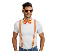 Chaks - Kit supporter, bretelles, nœud papillon et lunettes, ensemble de déguisement pour tenues de supporters lors de la Coupe du monde, du Championnat d’Europe