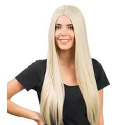 Chaks - Perruque à cheveux longs 73 cm, lisse avec raie au milieu, cheveux synthétiques, pour cosplay, festival, carnaval