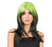 Chaks - Perruque avec frange, 48 cm de long, cheveux bicolores, perruque cheveux longs femmes, cosplay, carnaval, festival