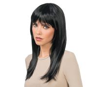 Chaks - Perruque avec frange, 58 cm de cheveux synthétiques raides pour femmes, cosplay, carnaval, festival