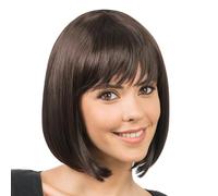 Chaks - Perruque Bob cheveux courts, coiffure en cheveux synthétiques, 30 cm lisse avec frange pour carnaval, cosplay ou festival
