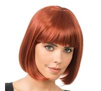Chaks - Perruque Bob cheveux courts, coiffure en cheveux synthétiques, 30 cm lisse avec frange pour carnaval, cosplay ou festival
