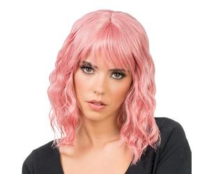 Chaks - Perruque bob pour femme avec frange, ondulée, 35 cm, pour cosplay