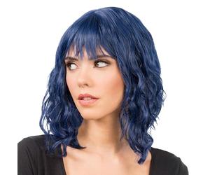 Chaks - Perruque bob pour femme avec frange, ondulée, 35 cm, pour cosplay | Cheveux courts bouclés en polyester, accessoire pour carnaval, festival et cosplay, perruque pour femme