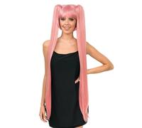 Chaks - Perruque Cosplay avec frange, deux longues tresses, 99 cm, perruque de cheveux longs pour le carnaval, festival