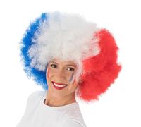 Chaks - Perruque de supporter de la France XXL, perruque bou bleu-blanc-rouge, chevelure bou volumineuse pour la Coupe du monde, le Championnat d’Europe et les retransmissions publiques