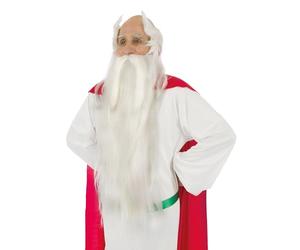 Chaks - Perruque et barbe Panoramix, ensemble officiel d'accessoires pour costume Astérix et Obélix, druide pour carnaval et Comic Con, Blanc