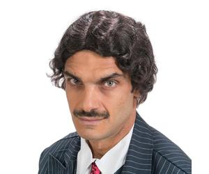 Chaks - Perruque Gomez Addams, perruque officielle Mercredi à cheveux courts ondulés, noire, cheveux synthétiques, accessoire pour costumes