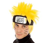Chaks - Perruque Naruto, cosplay, accessoire de costume d'anime | Costume officiel de Naruto, perruque de style anime aux cheveux jaunes pour le carnaval, le cosplay et le Comic Con