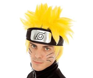 Chaks - Perruque Naruto, cosplay, accessoire de costume d'anime | Costume officiel de Naruto, perruque de style anime aux cheveux jaunes pour le carnaval, le cosplay et le Comic Con