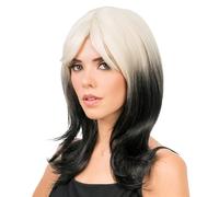 Chaks - Perruque avec frange, 48 cm de long, cheveux bicolores, perruque cheveux longs femmes, cosplay, carnaval, festival
