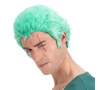 Chaks - Perruque Zoro pour homme, accessoire officiel du costume One Piece, cheveux verts, courts, cosplay anime, carnaval et Comic Con