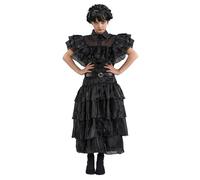 Chaks - Robe de bal pour le mercredi, costume pour enfants, robe et ceinture noires, tenue pour Halloween et carnaval