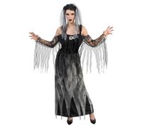 Chaks - Robe gothique pour femme, 2 pièces, mariage, velours et dentelle, serre-tête avec roses, ensemble de costume pour Halloween et carnaval