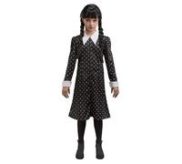 Chaks - Robe Wednesday Addams pour fille, costume officiel Wednesday, tenue noire avec col blanc pour Halloween et carnaval