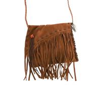Chaks - Sac à bandoulière marron, femme, crossbody boho sac à main avec franges aspect daim pour festival, carnaval